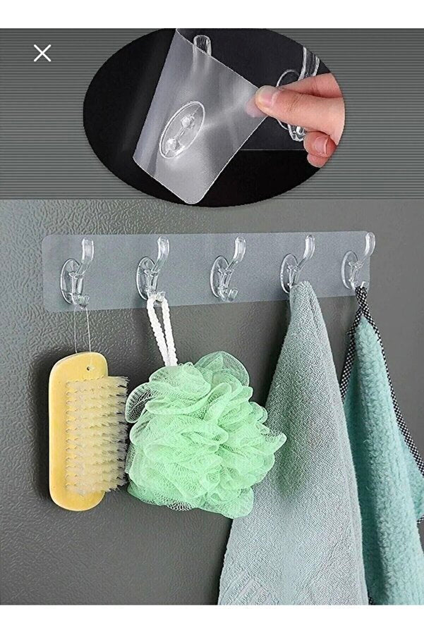 Transparent Wall Mountred 6 Hook Rack