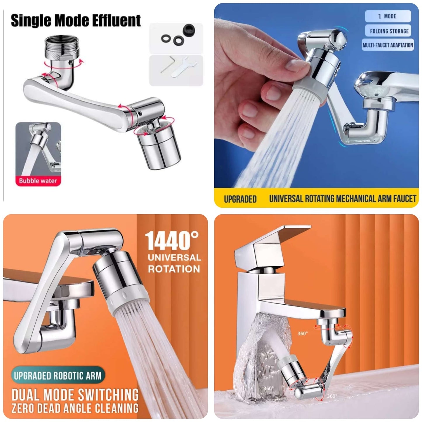 Dual Mode Switching Zero Dead Angle Cleaning Faucet Extension