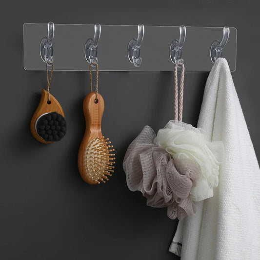 Transparent Wall Mountred 6 Hook Rack