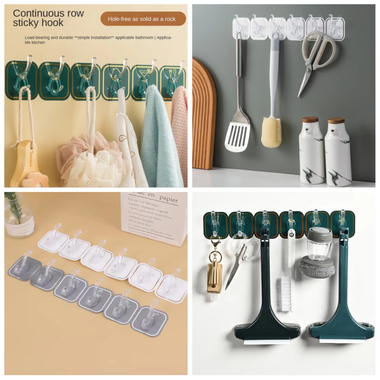 Transparent Wall Mountred 6 Hook Rack